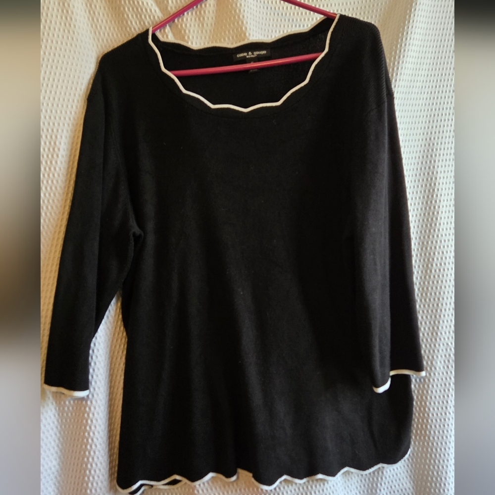 Cable & Gauge Black Sweater with White Accents 2x